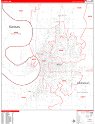 St. Joseph Wall Map Zip Code Red Line Style 2026